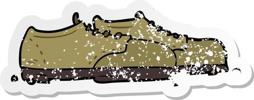 adesivo angustiado de sapatos de desenho animado vetor