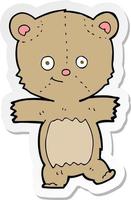 adesivo de um ursinho de pelúcia engraçado de desenho animado vetor