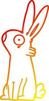 desenho de linha de gradiente quente desenho animado coelho assustado vetor