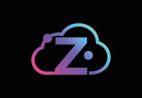 letra inicial do monograma z com a nuvem. logotipo do serviço de computação em nuvem. logotipo de tecnologia de nuvem vetor