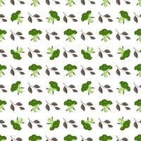 padrão sem emenda com brócolis e leaves.print de vegetais em fundo branco. alimentos para uma dieta saudável. produto natural adequado para vegetarianos. ilustração vetorial plana vetor