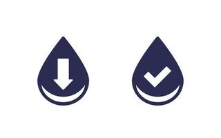 ícones de nível de água, baixo e normal vetor