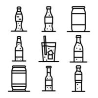 conjunto de ícones de refrigerante, estilo de contorno