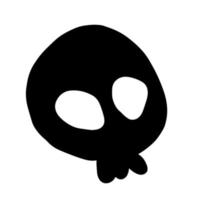doodle de crânio de homem humano morto preto e branco vetor