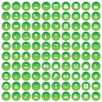 100 ícones de aniversário definir círculo verde vetor