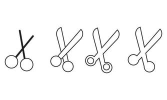 conjunto de ícone de linha simples de ícone de tesoura vetor