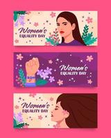 conjunto de banner do dia da igualdade das mulheres vetor
