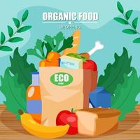 conceito de compras de alimentos orgânicos vetor