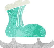 doodle cartoon retrô de uma bota de patinação no gelo vetor