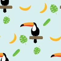 padrão de banana tucano tropical, estilo cartoon vetor