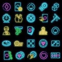 conjunto de ícones de crupiê vector neon