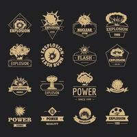 conjunto de ícones de logotipo de poder de explosão, estilo simples vetor