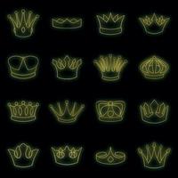 conjunto de ícones de coroa vetor neon