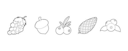 conjunto de ícones de frutas, estilo de contorno vetor