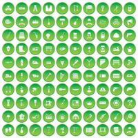 100 ícones de ferramentas definir círculo verde vetor
