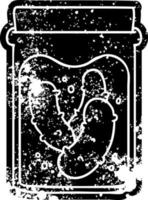 pote de desenho de ícone grunge de pepinos em conserva vetor