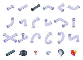 conjunto de ícones de tubos, estilo isométrico vetor