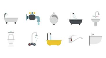 conjunto de ícones do banheiro, estilo simples vetor