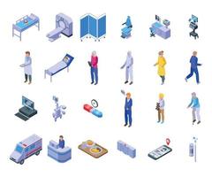 ícones de hospitalização definir vetor isométrico. saúde médica