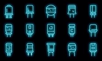 ícones de capacitor definir vetor neon