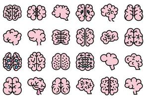 ícones do cérebro humano definir vetor plano