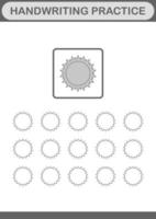 prática de caligrafia com sol. planilha para crianças vetor