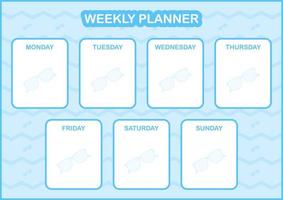 planejador diário e semanal com óculos vetor