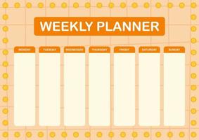 planejador diário e semanal com sol vetor