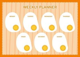 planejador diário e semanal com sol vetor