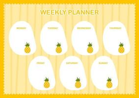 planejador diário e semanal com abacaxi vetor