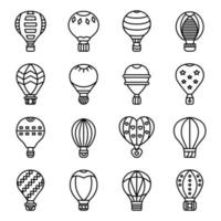 conjunto de ícones de balão de ar, estilo de contorno vetor