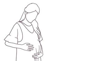 ilustração de mulher grávida linda desenhada à mão vetor