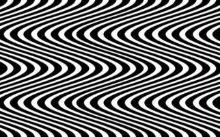 linhas psicodélicas. padrão abstrato. textura com bandeira ondulada, listras de curvas. fundo de arte óptica. onda design preto e branco, modelo hipnótico de ilustração vetorial vetor