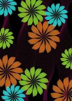 tecido de impressão de cera africana, ornamento artesanal étnico para seu projeto, motivos tribais de flores afro coloridas, elementos geométricos de onda. textura vetorial, estilo de moda de ancara têxtil listrado ondulado áfrica vetor