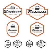 conjunto vetorial de crachá, banner, rótulo e logotipo para ilustração de loja de hambúrguer, conjunto simples de logotipo de loja de hambúrguer vetor