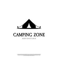 design de logotipo de acampamento e aventura ao ar livre vintage retrô hipster, design de logotipo de barraca de acampamento, modelo de emblema vetor