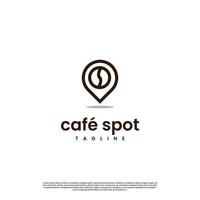 design de logotipo de local de café simples moderno elegante, feijão de café com ícone de conceito de logotipo de ponteiro vetor