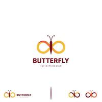 borboleta com conceito moderno de design de logotipo infinito vetor