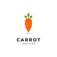 logotipo de pino de localização de cenoura vetorial simples em fundo isolado, modelo de design de logotipo de mercado de cenoura vetor