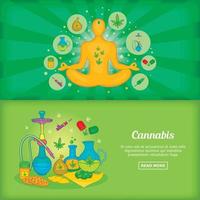 modelo de conjunto de banner de cannabis, estilo cartoon vetor