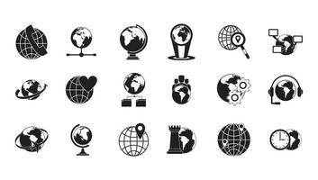conjunto de ícones do globo, estilo simples vetor