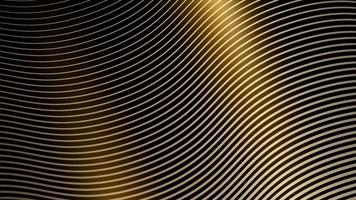 design de padrão de onda de linhas douradas abstratas elegantes em fundo preto e estilo de luxo de textura vetor