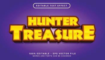 caçador tesouro efeito de texto 3d e efeito de texto editável vetor