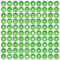100 ícones militares definir círculo verde vetor