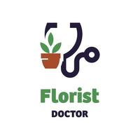 logotipo do médico florista vetor