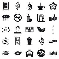 conjunto de ícones da cultura asiática, estilo simples vetor