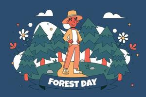 feliz dia da floresta ilustração plana vetor