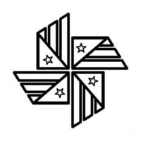 ícone de moinho de vento de bandeira dos eua no estilo de linha vetor