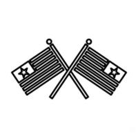 ícone cruzado de bandeiras dos eua no estilo de linha vetor