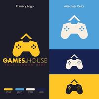 design de logotipo de casa de jogos simples vetor